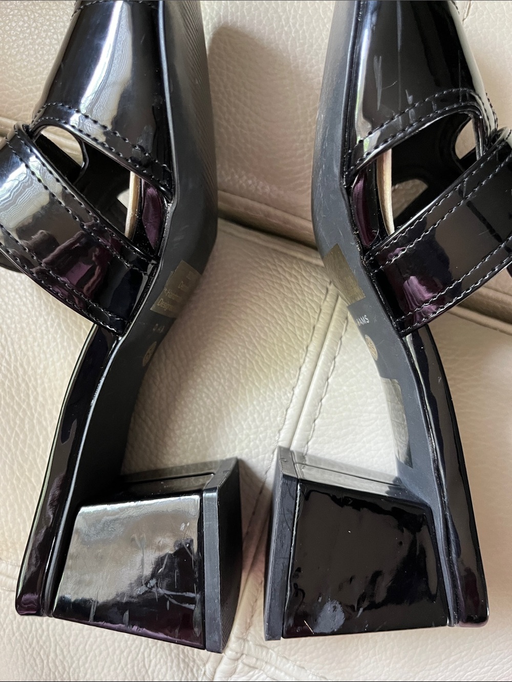 J Adams Deborah Black Patent Open-Square Toe Slide Mules Size 6.5 - Picture 7 of 8